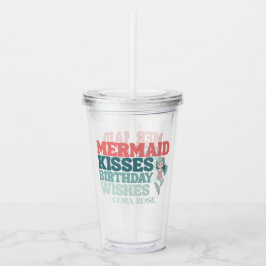 Vaso Acrílico Mermaid Kisses Birthday Wishes Girls 