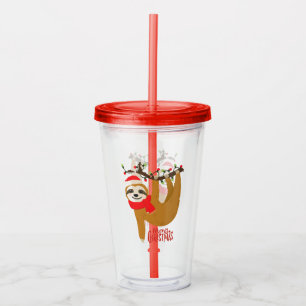 Vaso Acrílico Merry Christmas Sloth   Vacaciones