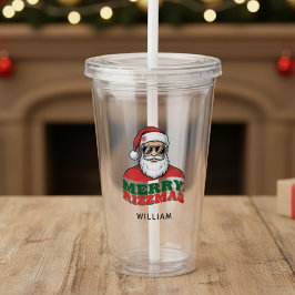 Vaso Acrílico Merry Rizzmas Retro Santa Claus Funny Christmas