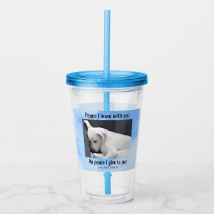 Vaso Acrílico Mi Paz Te Doy La Biblia Verse Perro Cuto En Las Nu