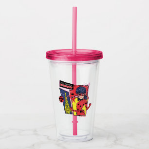 Vaso Acrílico Milagroso Comic Ladybug Parisian Way