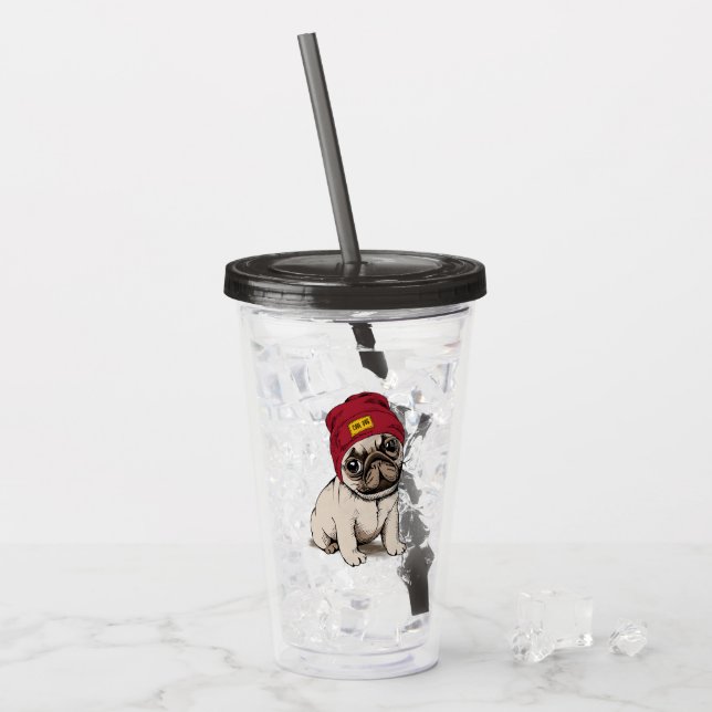 Vaso Acrílico Mini barro amasado del inconformista del perrito (Anverso (hielo))