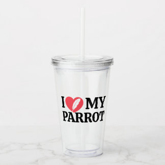 Vaso Acrílico Minimal Personalized Parrot Lover Quote Typography