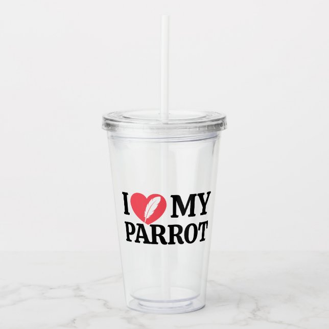 Vaso Acrílico Minimal Personalized Parrot Lover Quote Typography (Anverso)