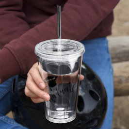 Vaso Acrílico Minimalist Grad Cap Black & White Graduation