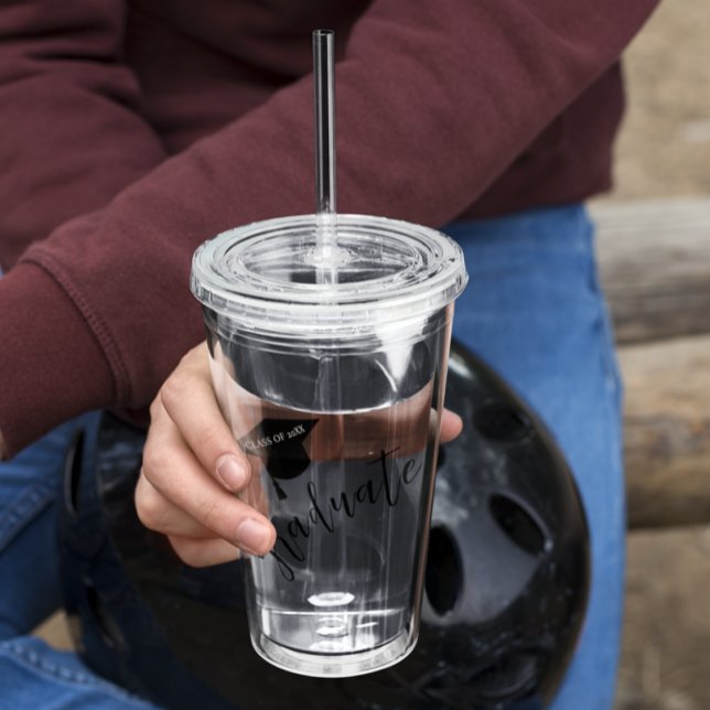 Vaso Acrílico Minimalist Grad Cap Black & White Graduation (Subido por el creador)