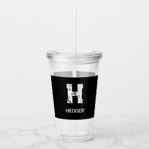 VASO ACRÍLICO MINIMALISTA BLANCA MONOGRAMA DE UNA LETRA NOMBRE N