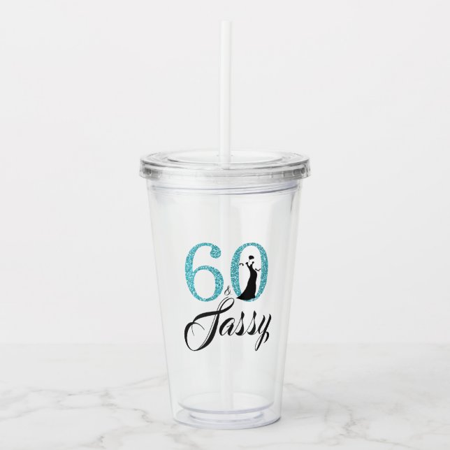 Vaso Acrílico Moda Azul brillante Purpurina Sesenta Sassy 60 cum (Anverso)