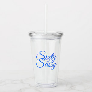 Vaso Acrílico Moda Azul Brillante Script Sesenta Agradables cump