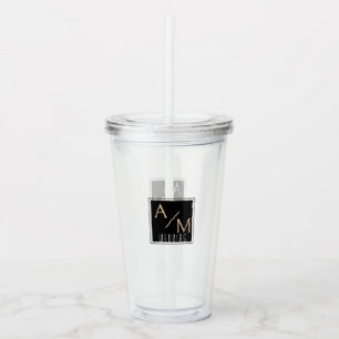 Vaso Acrílico Moda boda Monograma Blanco