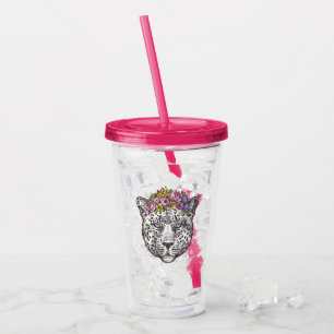 Vaso Acrílico Moda del Hippie del leopardo