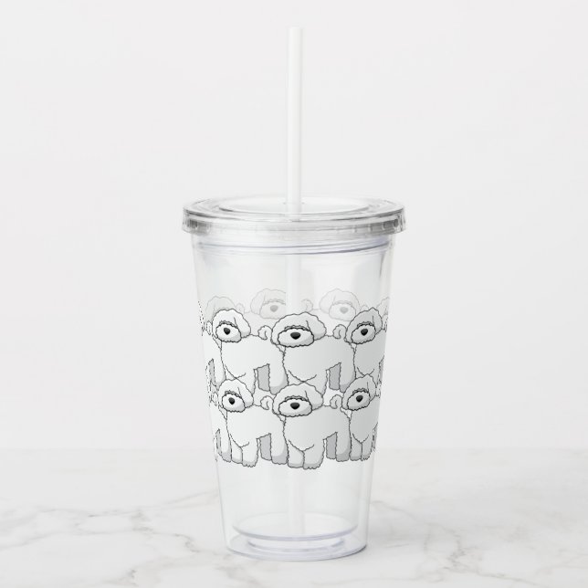 Vaso Acrílico Modelo blanco del perrito de Floofy (Anverso)