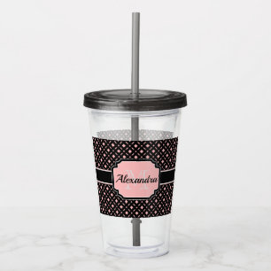 Vaso Acrílico Modelo geométrico del negro y del rosa