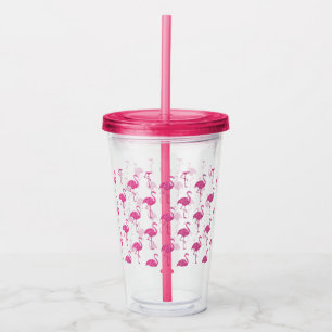 Vaso Acrílico Modelo rosado tropical de los flamencos