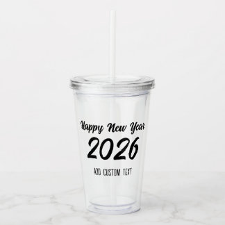 Vaso Acrílico Modern Custom Script 2026 Happy New Year