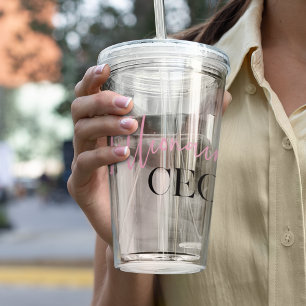 Vaso Acrílico Modern Minimal Millionaire CEO Rosa Y Negro