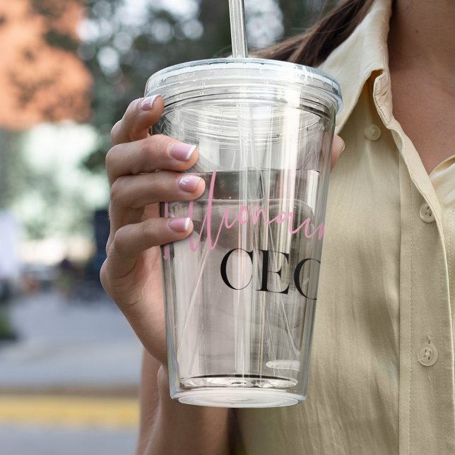 Vaso Acrílico Modern Minimal Millionaire CEO | Rosa Y Negro (Subido por el creador)