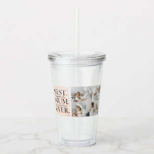 Vaso Acrílico Moderno Collage Photo Pink Happy Mothers Day