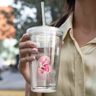 Vaso Acrílico Moderno, Es Flamante Belleza Flamingo Rosa