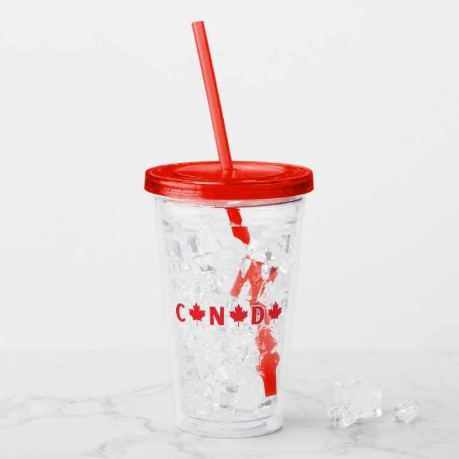Vaso Acrílico Moderno recuerdo de la bandera de Canadá (Anverso (hielo))