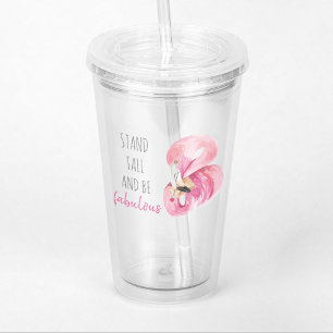 Vaso Acrílico Moderno Stand Exótico Alto Y SEA Fabuloso Flamingo