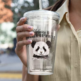 Vaso Acrílico Moderno Y Gracioso Panda Blanco Y Negro Con Cita