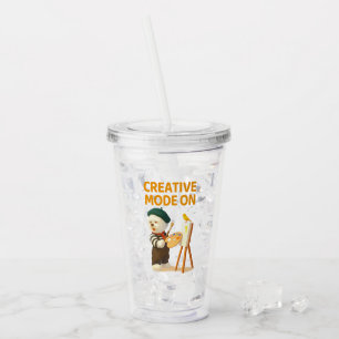 Vaso Acrílico Modo Creativo Activado: Artista Perro Bichon Pinto