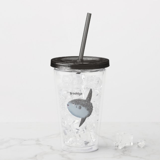 Vaso Acrílico Mola mola de pez luna oceánica lindo personalizado (Reverso (hielo))