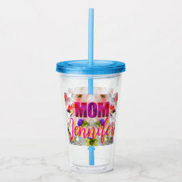 Vaso Acrílico 'Mom-Boss-Fire' – Diseño floral en cubos 