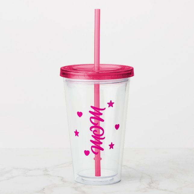 Vaso Acrílico Mom para el Día de las Madres (Anverso)