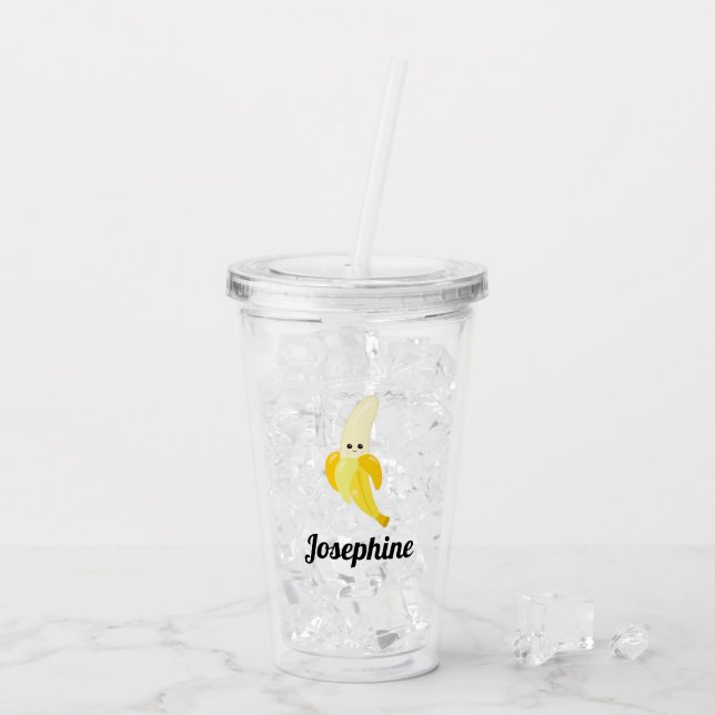 Vaso Acrílico Monograma banano feliz (Reverso (hielo))