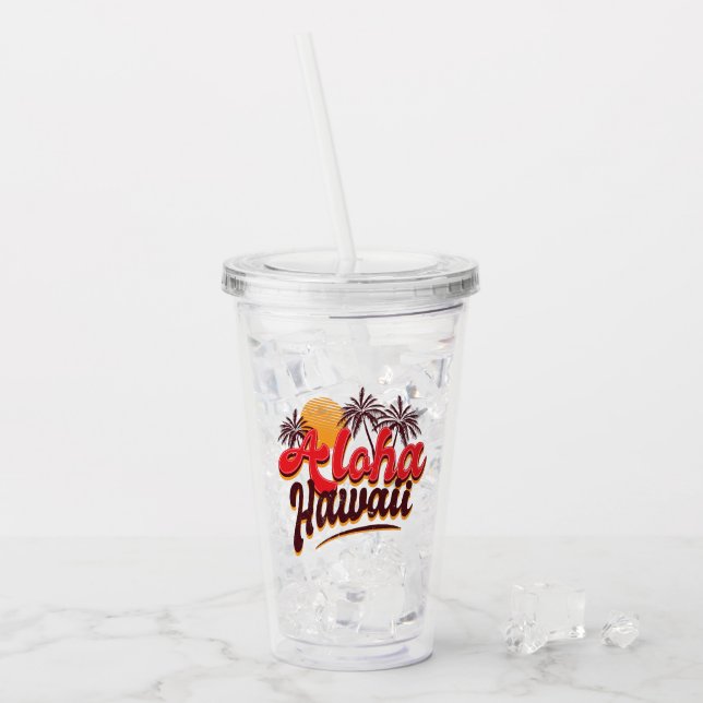 Vaso Acrílico Monograma de Aloha Hawaii (Anverso (hielo))