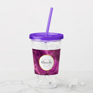 Vaso Acrílico Monograma De Ametismo Púrpura Y Agentes Abstractos