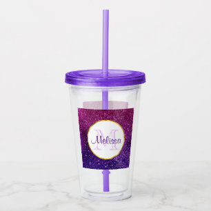Vaso Acrílico Monograma de guijarros Purpurinas de esparcido ros