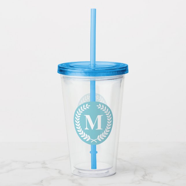 Vaso Acrílico Monograma de Laurel Wreath (Anverso)