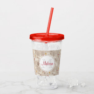 Vaso Acrílico Monograma de patrón nórdico de animales de bosque