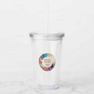 Vaso Acrílico monograma de Relieve metalizado dorado de color ag
