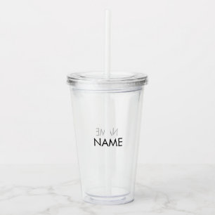 Vaso Acrílico monograma de texto de nombre personalizado negro m