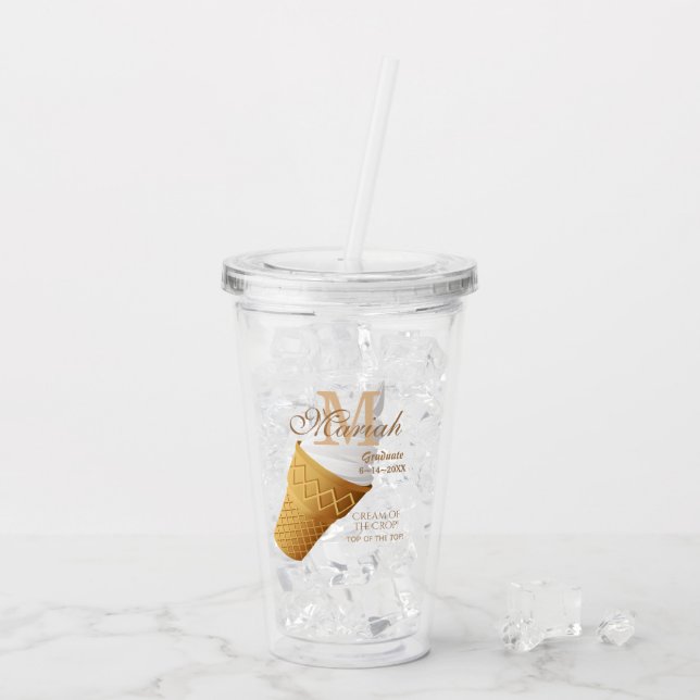 Vaso Acrílico Monograma de Vanilla Ice y personalizado poner (Reverso (hielo))