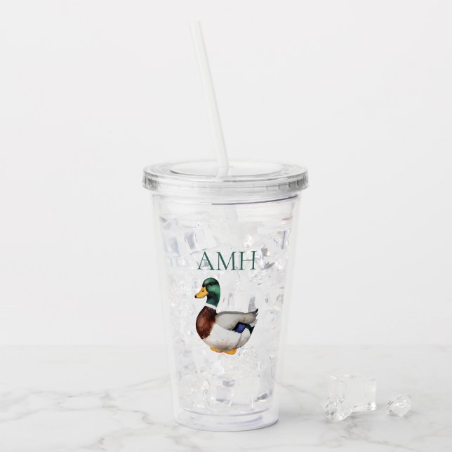 Vaso Acrílico Monograma del pato malé preppy (Anverso (hielo))