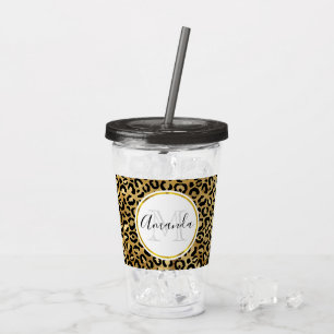 Vaso Acrílico Monograma del patrón de impresión de leopardo salv