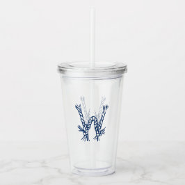 Vaso Acrílico Monograma del personalizado blanco azul con nudos 
