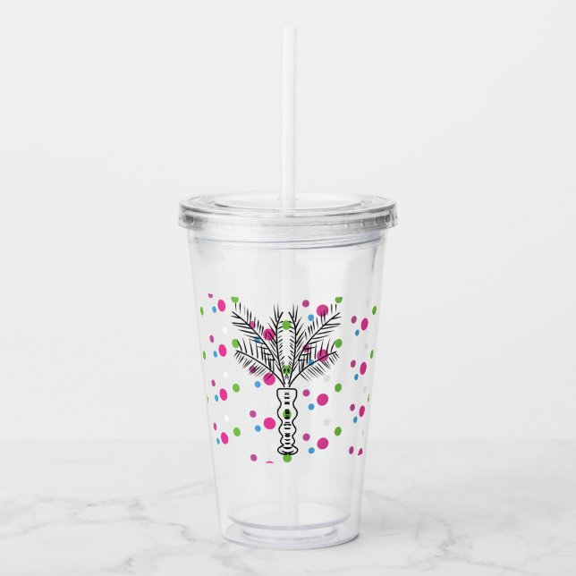 Vaso Acrílico Monograma del Personalizado del árbol de palma de  (Anverso)
