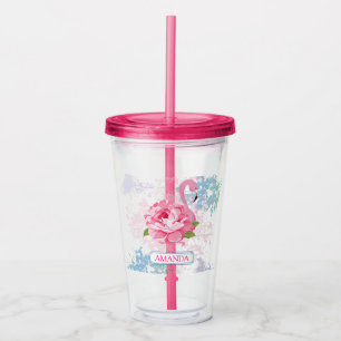 Vaso Acrílico Monograma Flamingo rosa