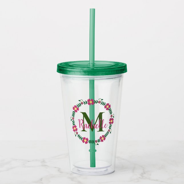 Vaso Acrílico Monograma floral (Anverso)