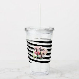 Vaso Acrílico Monograma floral acuarela de la madre de la novia