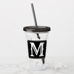 Vaso Acrílico Monograma moderno del blanco del vintage