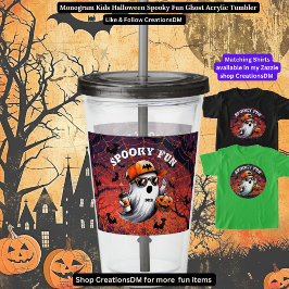 Vaso Acrílico Monograma niños Halloween Fun Fun Ghost