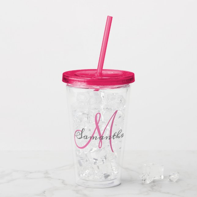 Vaso Acrílico Monograma Nombre personalizado (Reverso (hielo))