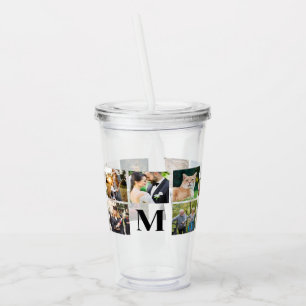 Vaso Acrílico Monograma personalizado de collage de fotos